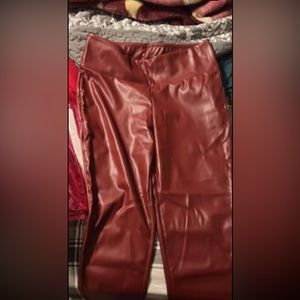 “Leather” red pants. Brand new never worn